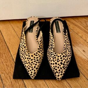 ✨ Steven by Steve Madden leopard print pointed toe calf hair slingback flats, 8M